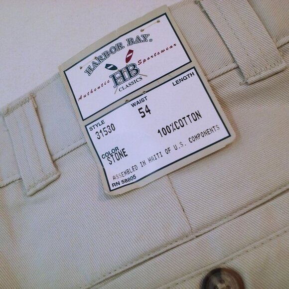 NWT Deadstock 90s Harbor Bay Casual Chino Shorts Men-54 Cotton Pleated 4-Pocket - Picture 7 of 9